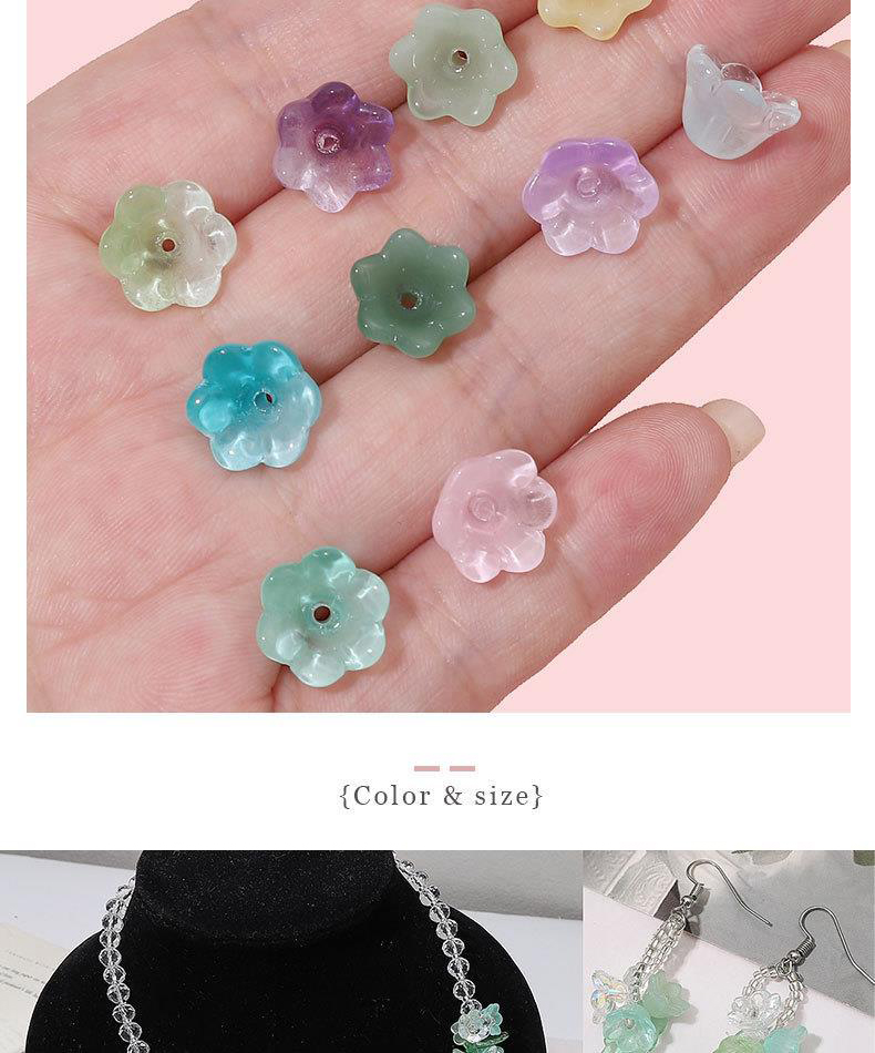 Glass Bead Flower Holders - Fresh Green Color - 12x7mm Size with 1mm Hole - 10 Pieces Per Pack