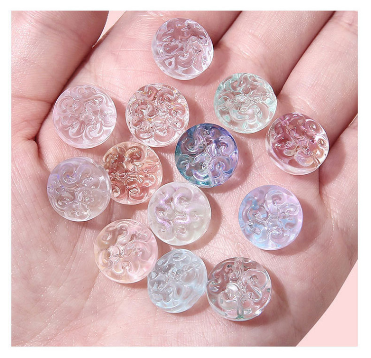 Glass Beads - Ripple Disc Shape in Pink - 13mm with 1mm Hole - 10 Beads Per Pack