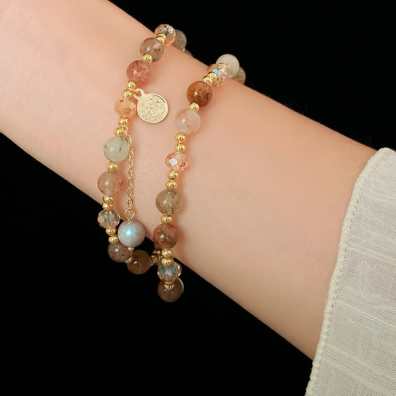 Vintage Crystal Stone Beads Baroque Pearl Bracelets Chinese Style Portrait Pendant Bracelet Bangle