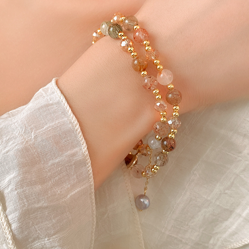 Vintage Crystal Stone Beads Baroque Pearl Bracelets Chinese Style Portrait Pendant Bracelet Bangle