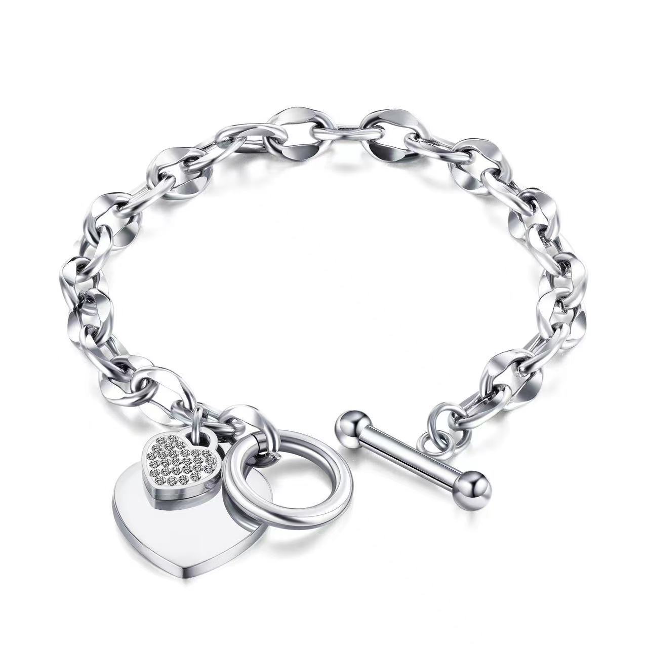 Valentine's Day Jewelry Bracelets Wristband Women Teen Girls Romantic Gift Stainless Steel Heart Bracelet