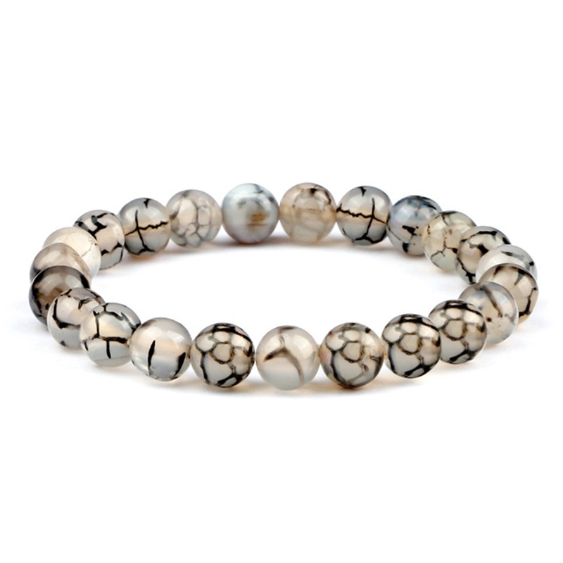 Hot-selling Natural Stone Beaded Bracelet for Women - Fashionable Dragon Pattern Agate Bead Bracelet