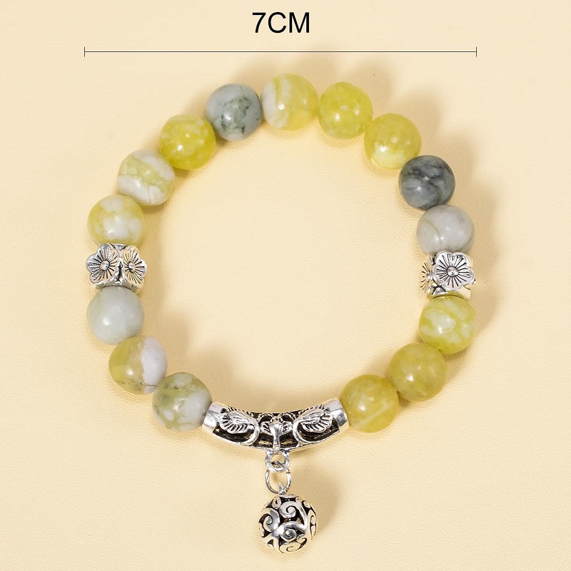 New Arrival: 10mm Flower Jade Bracelet with Pendant, Handcrafted Beaded Wristlet