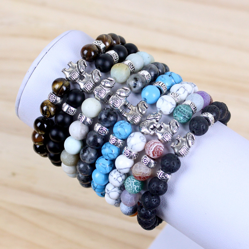 Trendy Best-selling Natural Stone Beaded Bracelet Featuring an Adorable Elephant Charm