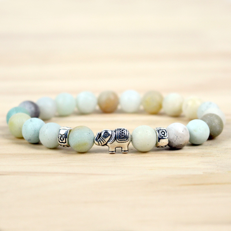 Trendy Best-selling Natural Stone Beaded Bracelet Featuring an Adorable Elephant Charm