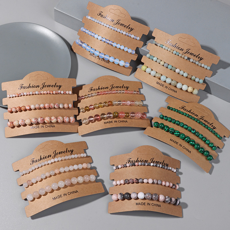 4mm 6mm 8mm Natural Stone Bead Bracelet for Women