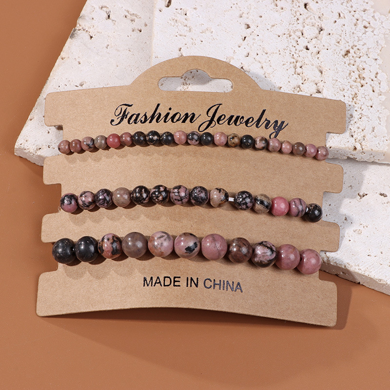 4mm 6mm 8mm Natural Stone Bead Bracelet for Women