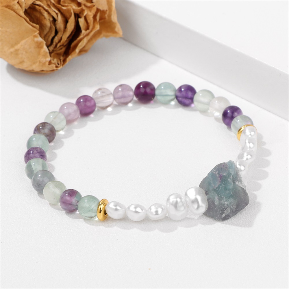 6mm Natural Amethyst Women's Bracelet Irregular Raw Stone