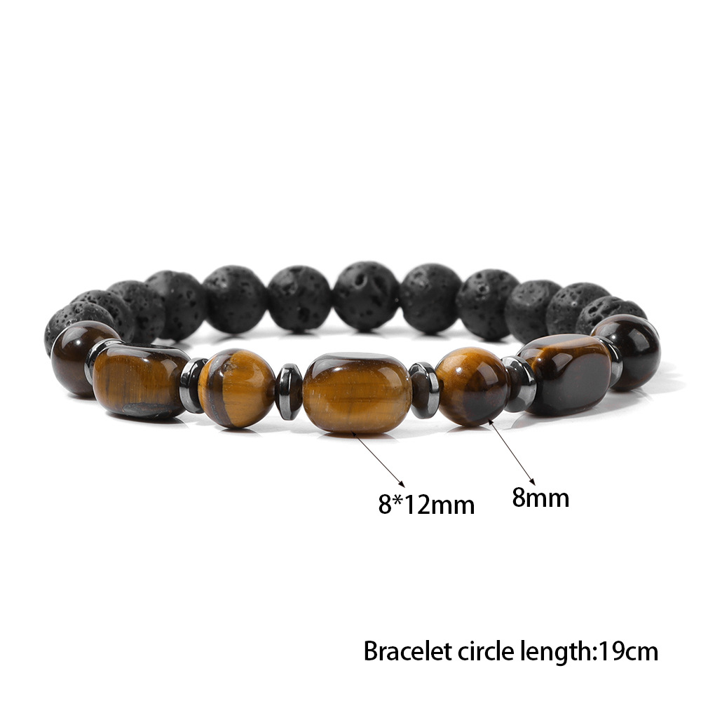 Hot Sale Natural Stone Raw Bead Bracelet Square Lapis Lazuli Tiger Eye Stone Men's Elastic Bracelet