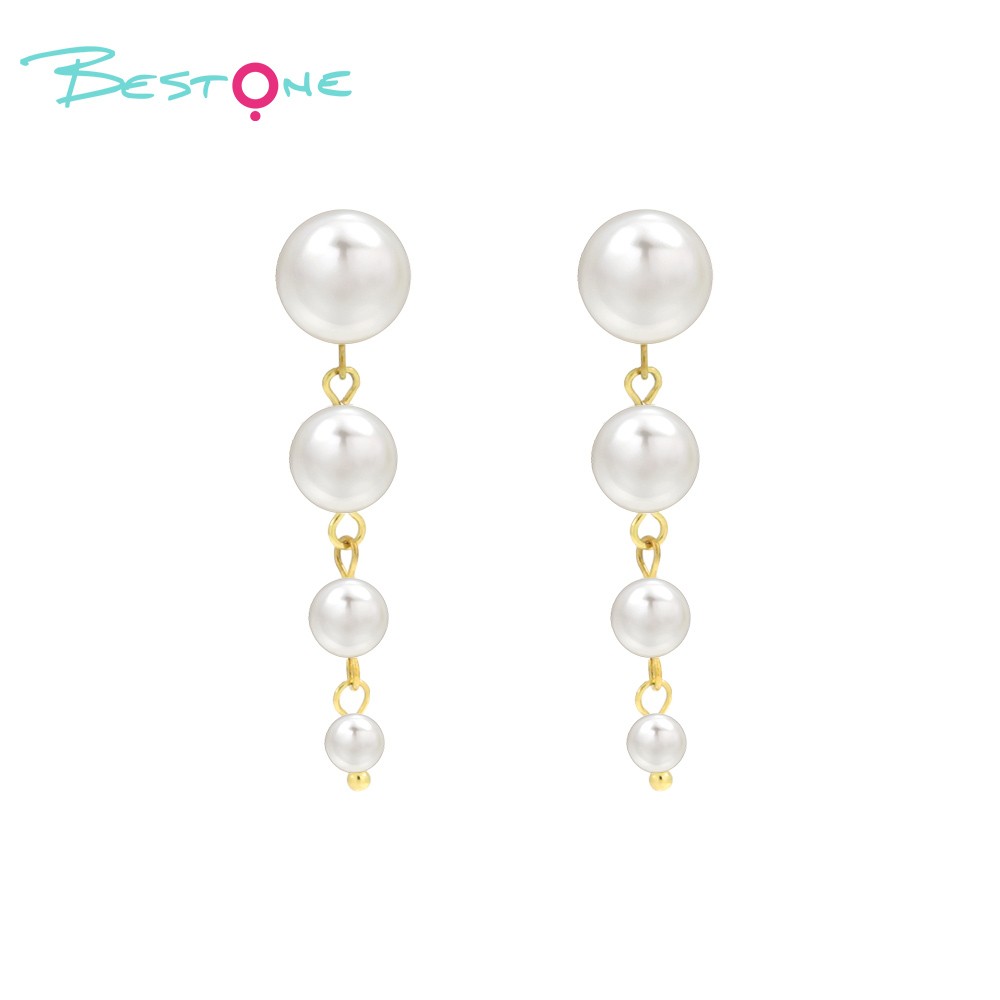 Pearl Tassel Earrings Imitation Plastic 4.5*0.99cm