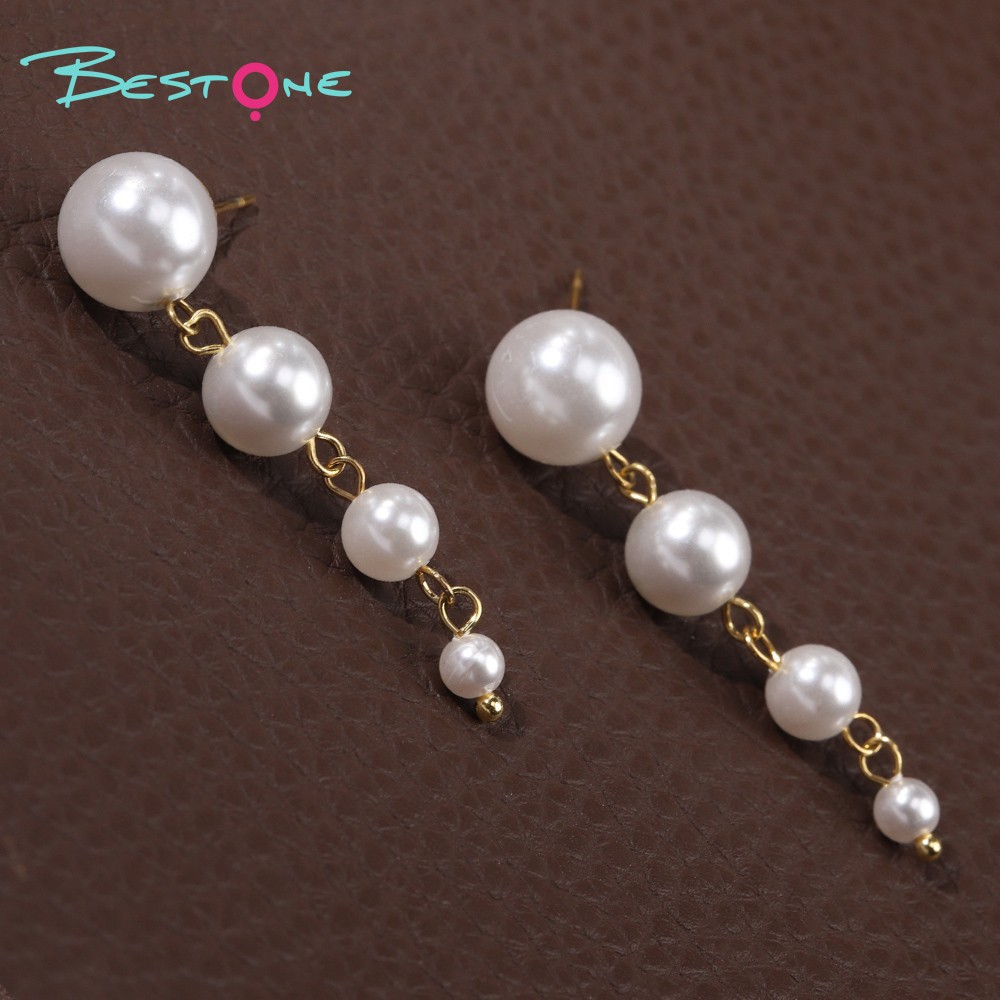 Pearl Tassel Earrings Imitation Plastic 4.5*0.99cm