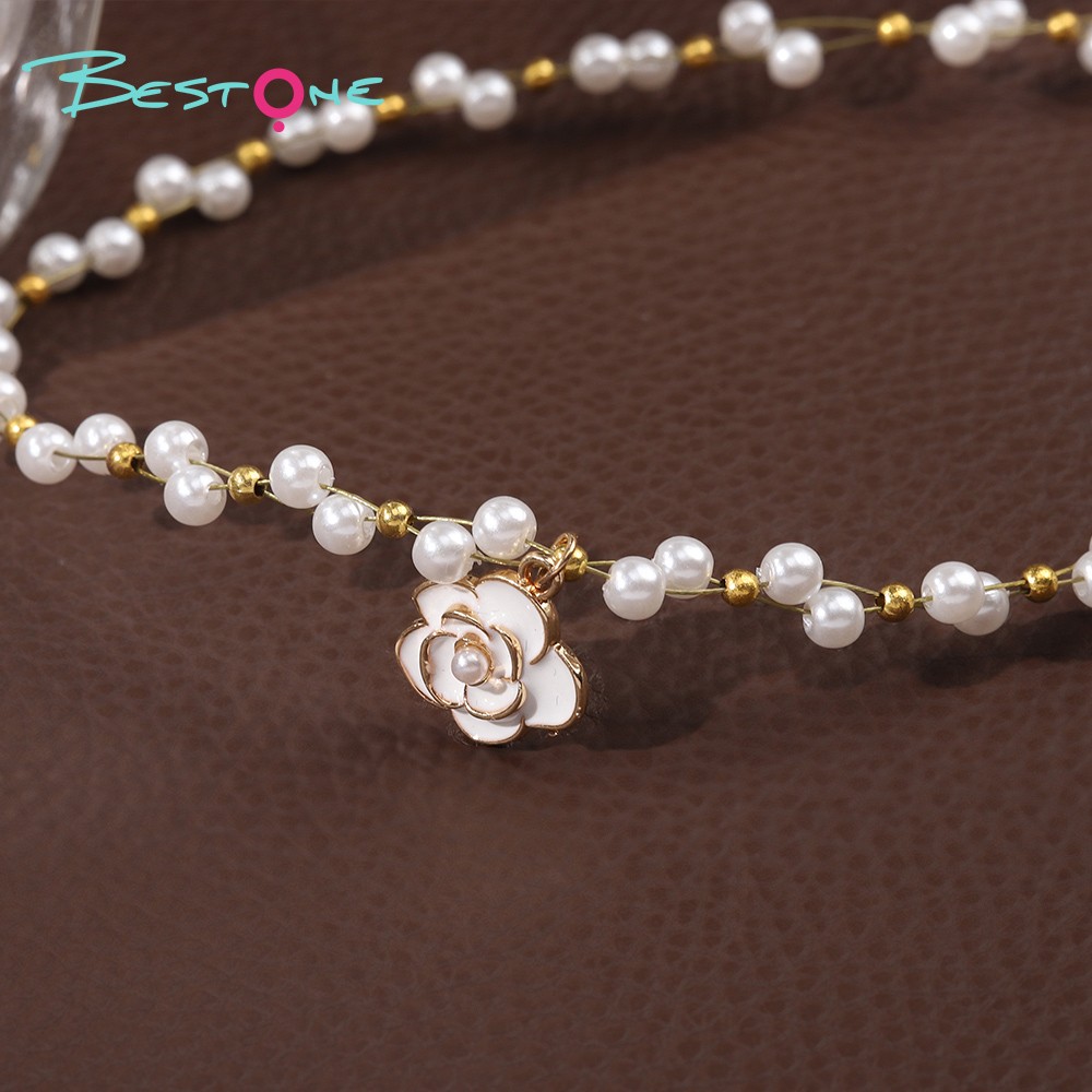 Camellia Pearl Necklace Imitation Plastic