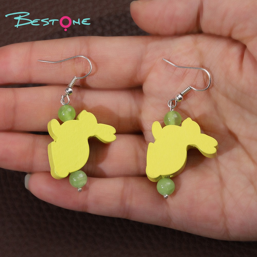 Fluorescent Green Bunny Earrings for Easter