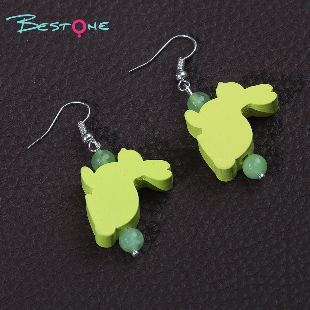 Fluorescent Green Bunny Earrings for Easter