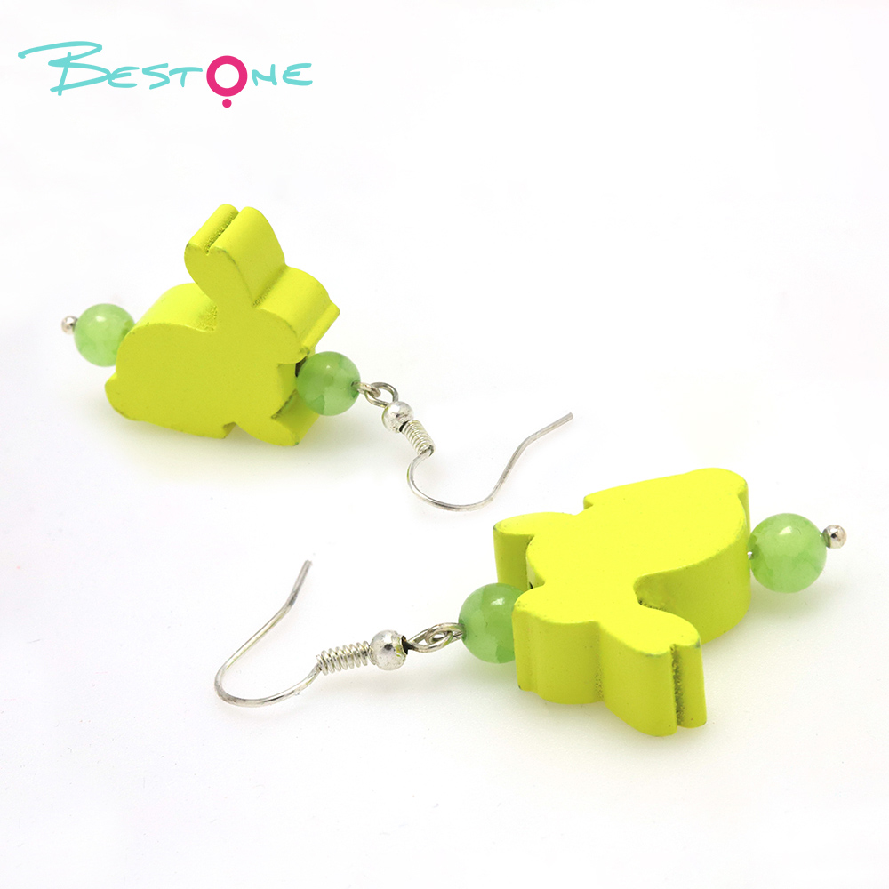 Fluorescent Green Bunny Earrings for Easter