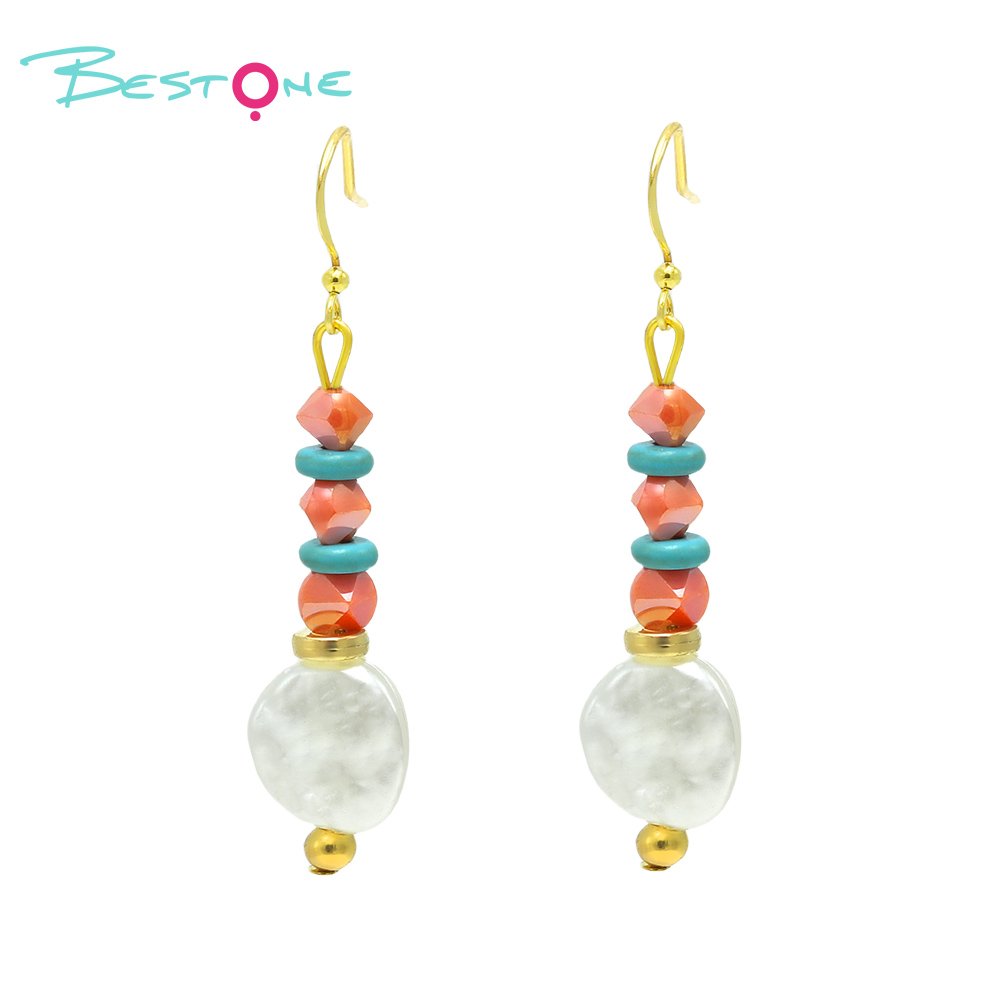 Vibrant Glass Bead and Acrylic Drop Earrings