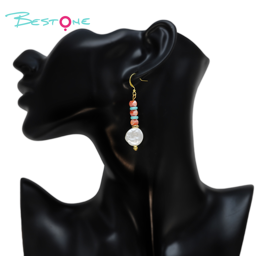 Vibrant Glass Bead and Acrylic Drop Earrings