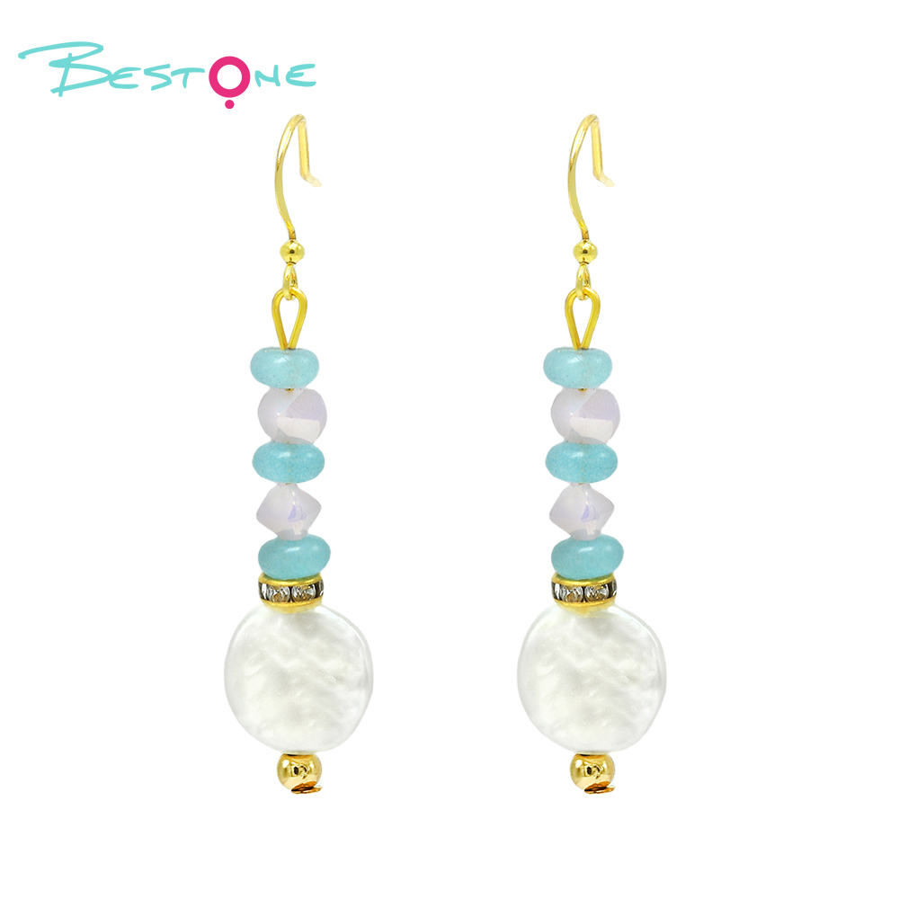 Aqua Frost Glass Bead and Acrylic Charm Earrings