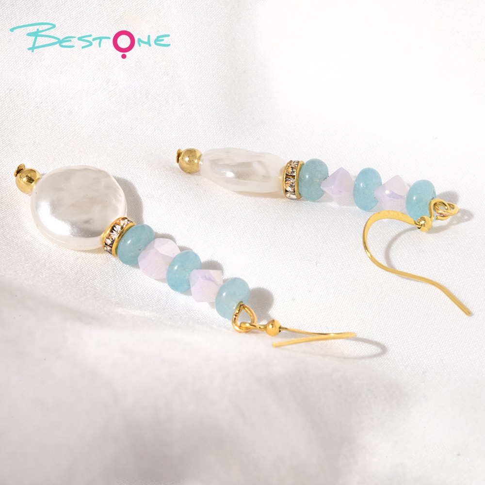 Aqua Frost Glass Bead and Acrylic Charm Earrings