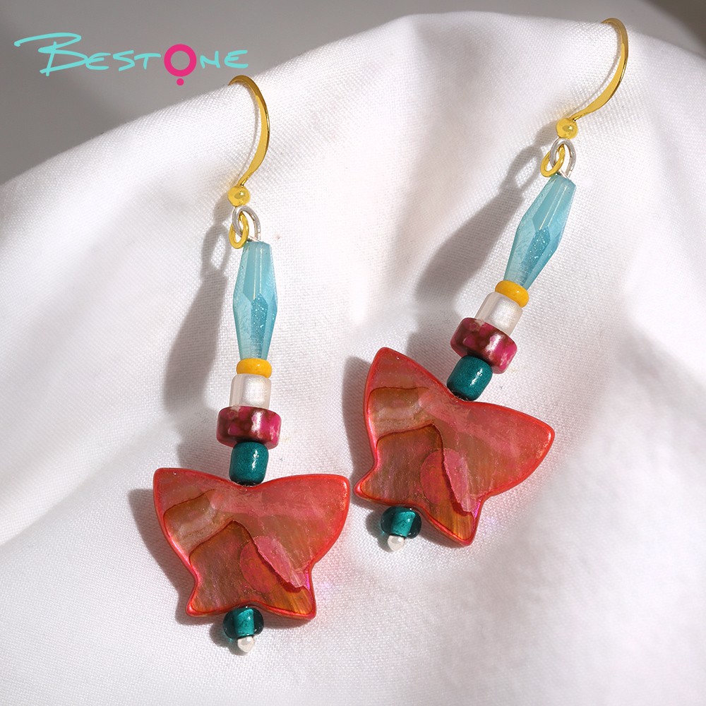 Butterfly Shell Beaded Drop Earrings