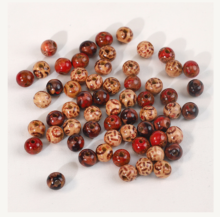 Bestone Stock Wholesale 8x15mm 3 patterns 60 pieces printed rice beads wooden beads multi-purpose