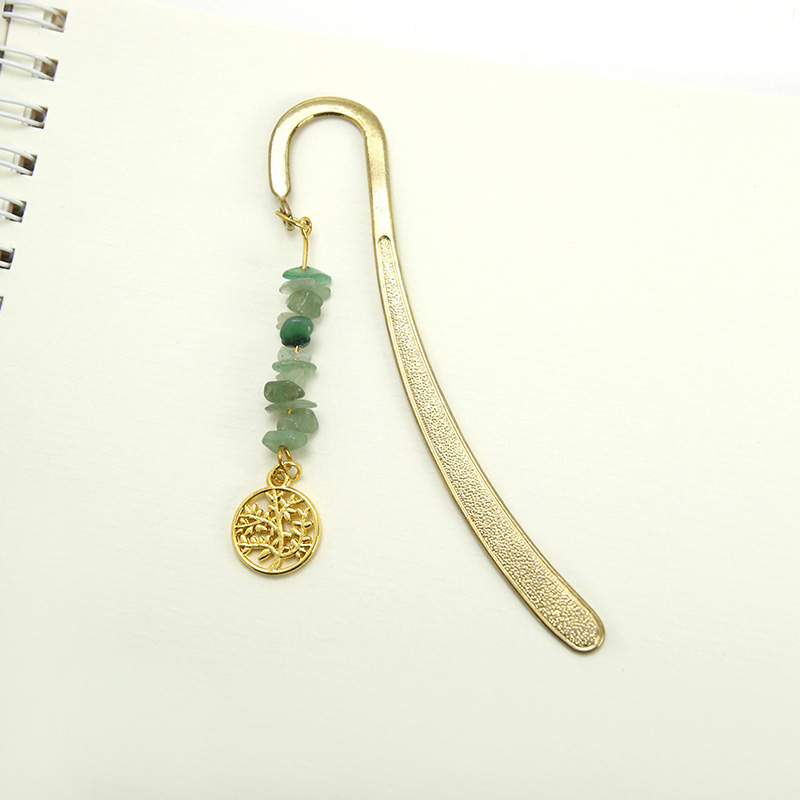 Gift Bookmark with Natural Gemstone Chips and Lifetree Alloy Charms DIY Jewelry Designed Accessories