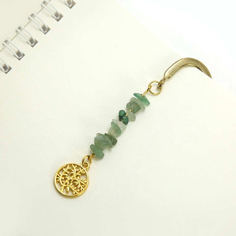 Gift Bookmark with Natural Gemstone Chips and Lifetree Alloy Charms DIY Jewelry Designed Accessories