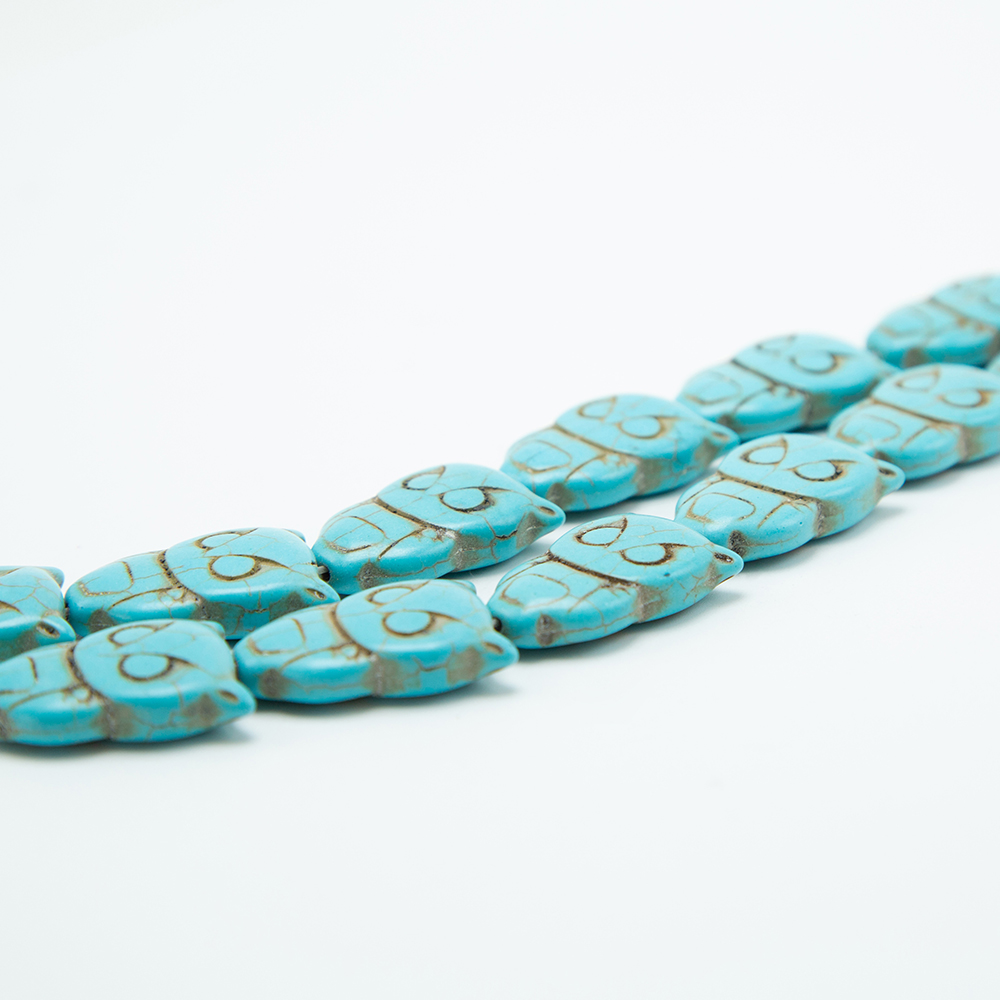 Blue Crackle Howlite Owl Beads Cute Gemstone Bead