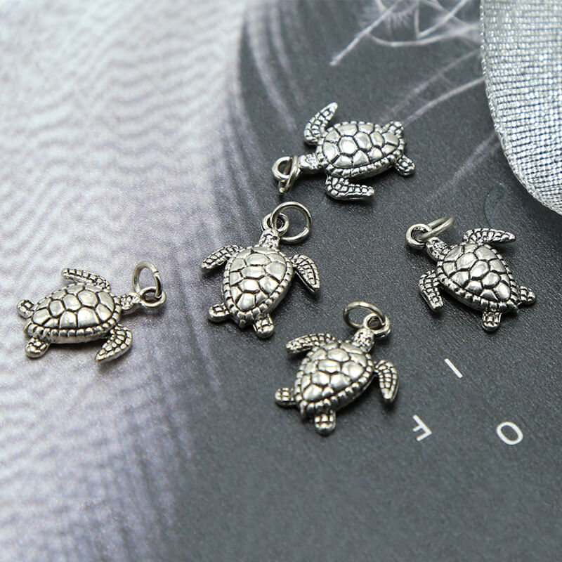 Sea Turtle Antique Silver Charm