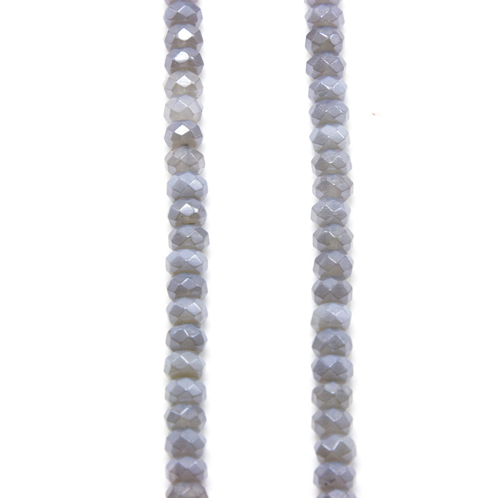 Gray Agate with Luster Faceted Round Beads