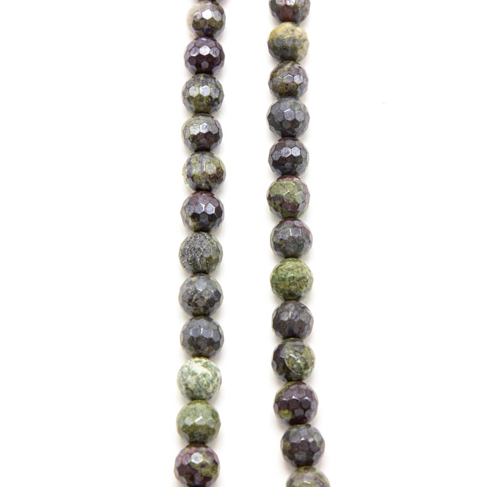 Dragon Blood Stone with Luster Faceted Round Beads