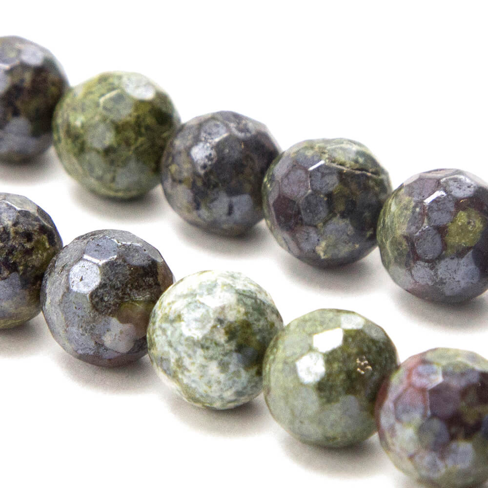 Dragon Blood Stone with Luster Faceted Round Beads