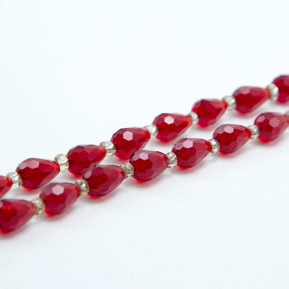 Red Glass Beads Faceted Teardrop Beads