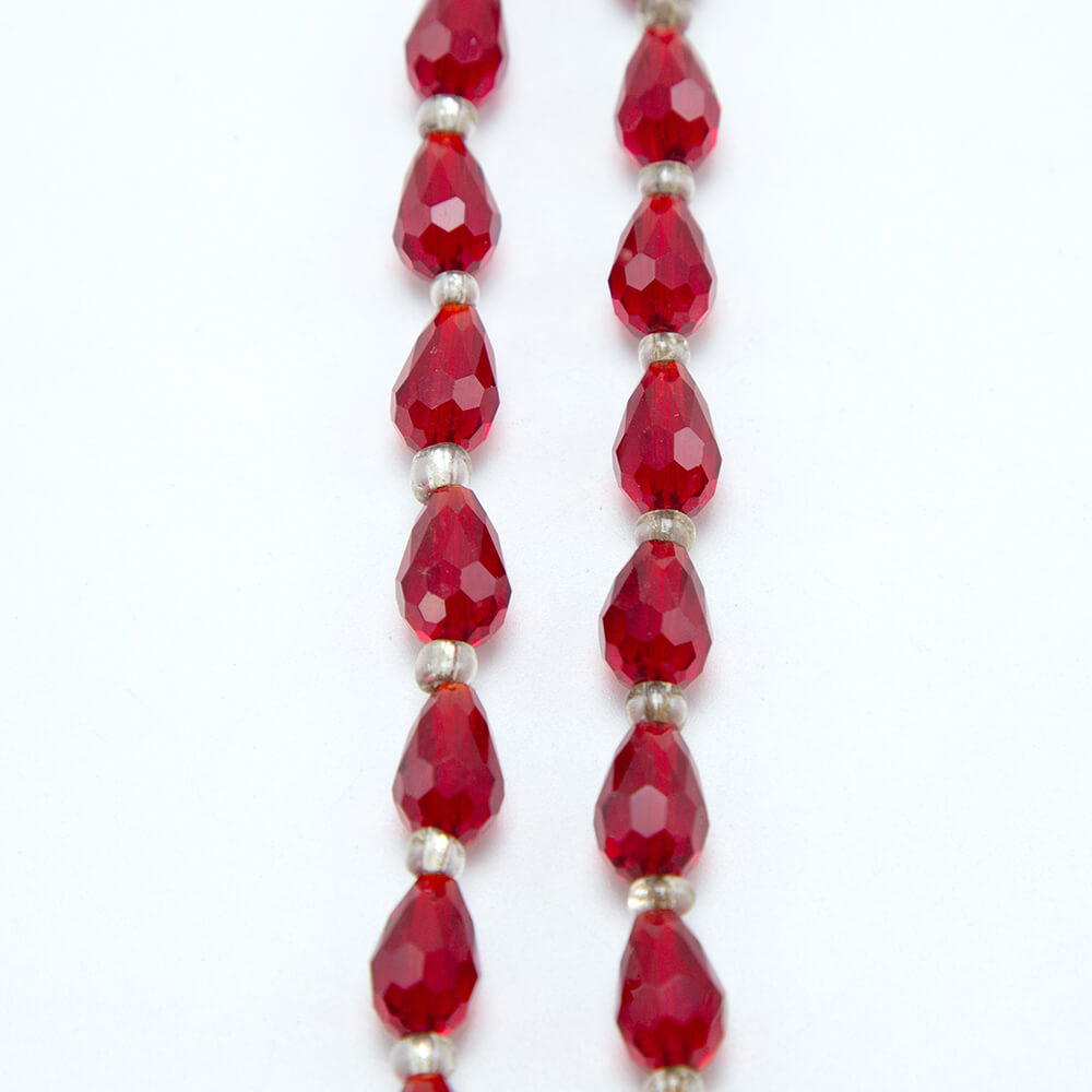 Red Glass Beads Faceted Teardrop Beads