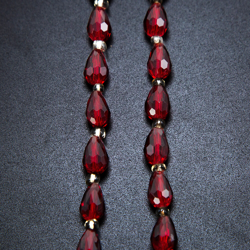 Red Glass Beads Faceted Teardrop Beads