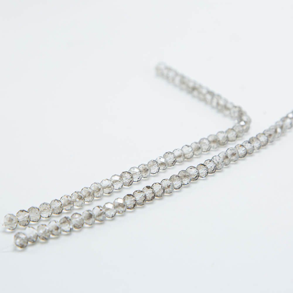 Transparent gray Faceted Rondelle Glass Beads