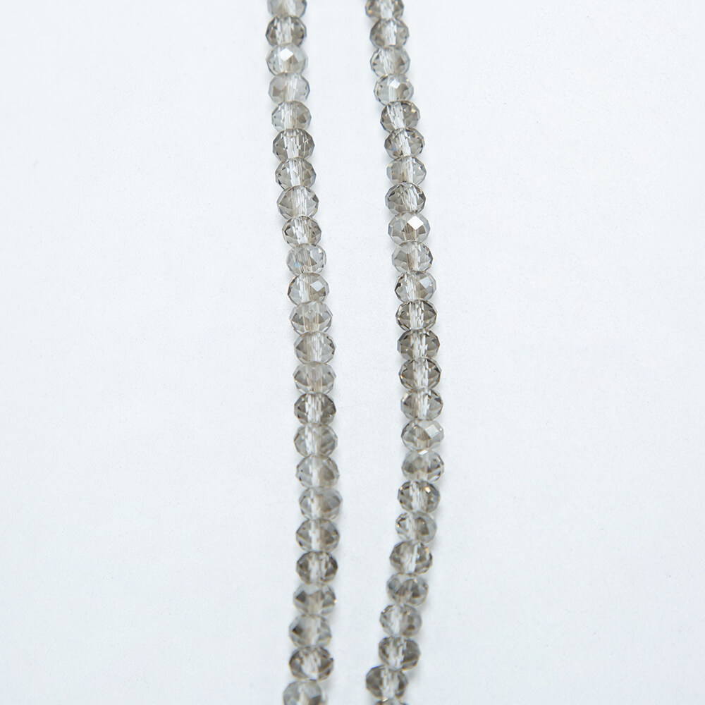 Transparent gray Faceted Rondelle Glass Beads