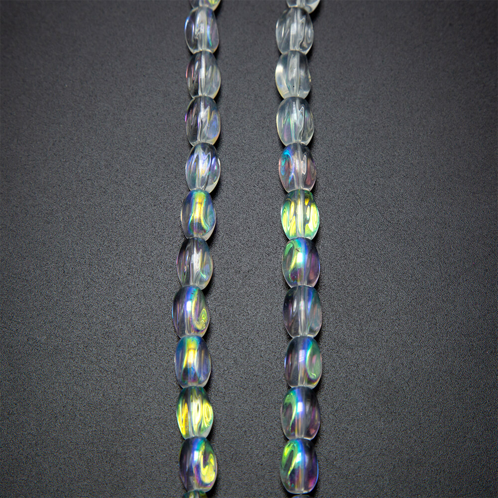 Transparent and AB Iris Glass Beads Twist Beads