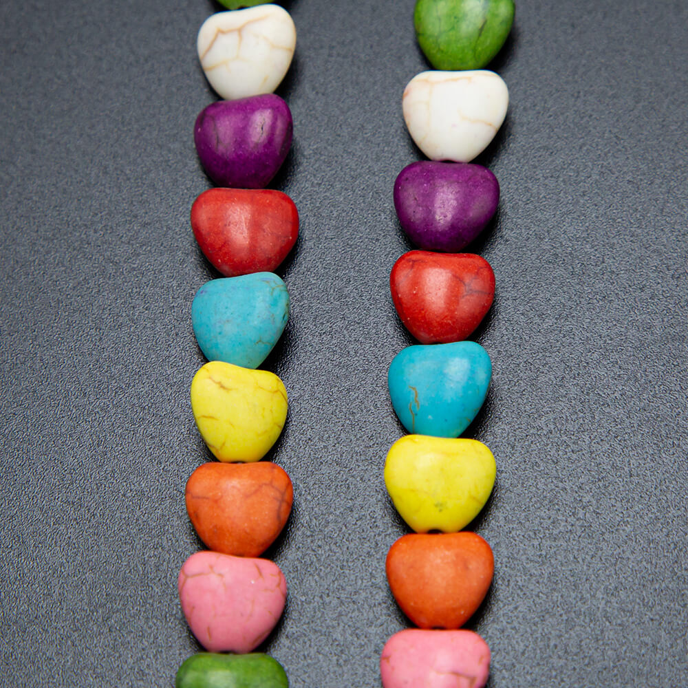 Multi Color Dyed Howlite Heart Beads