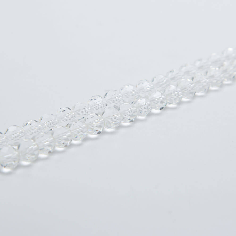 Clear Faceted Round Glass Beads