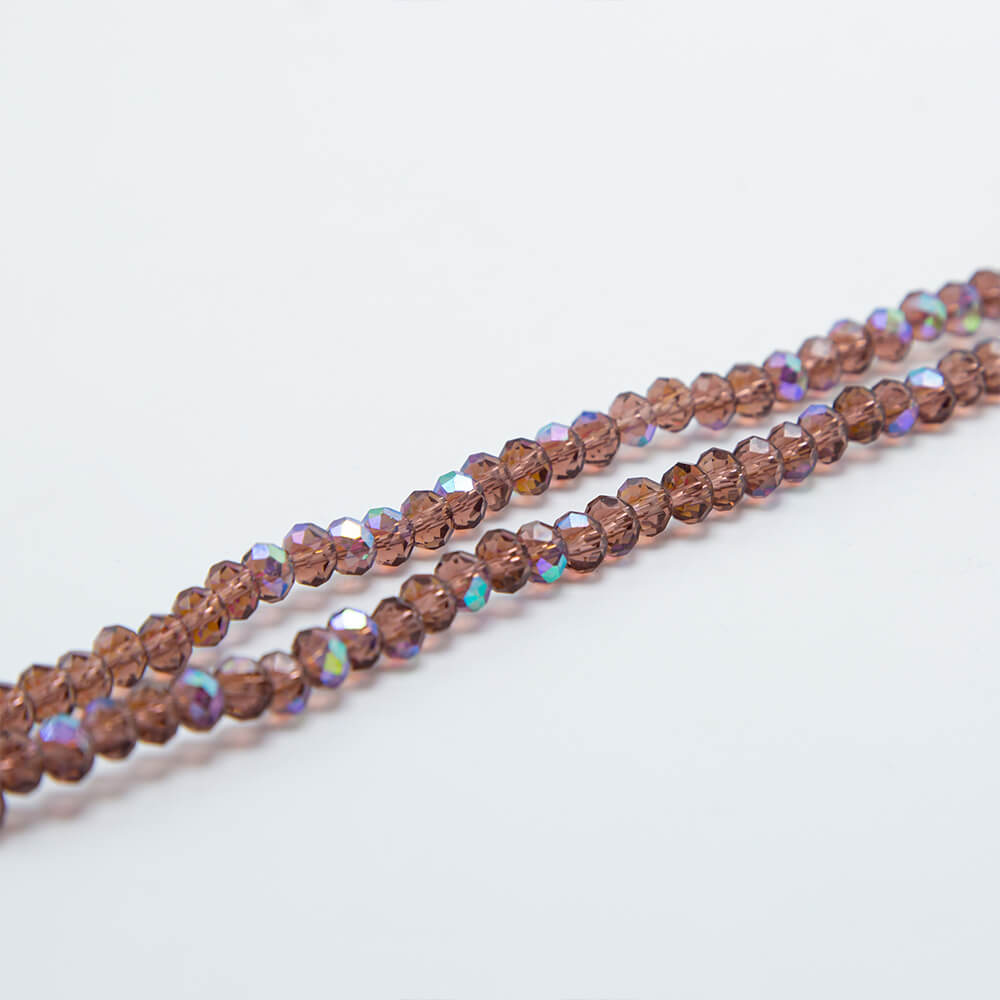 Purple with AB Iris Faceted Rondelle Glass Beads