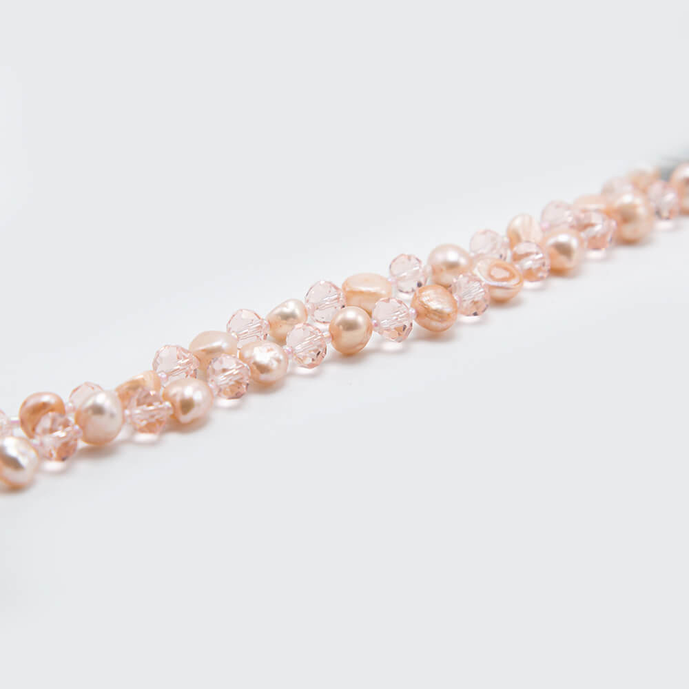 Pink Faceted Rondelle Glass Beads and Dyed Pearl Beads