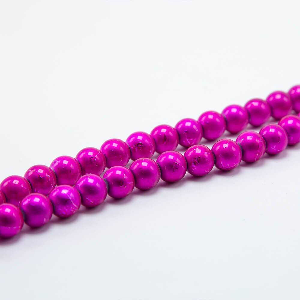 Hot Pink Round Painted Glass Beads