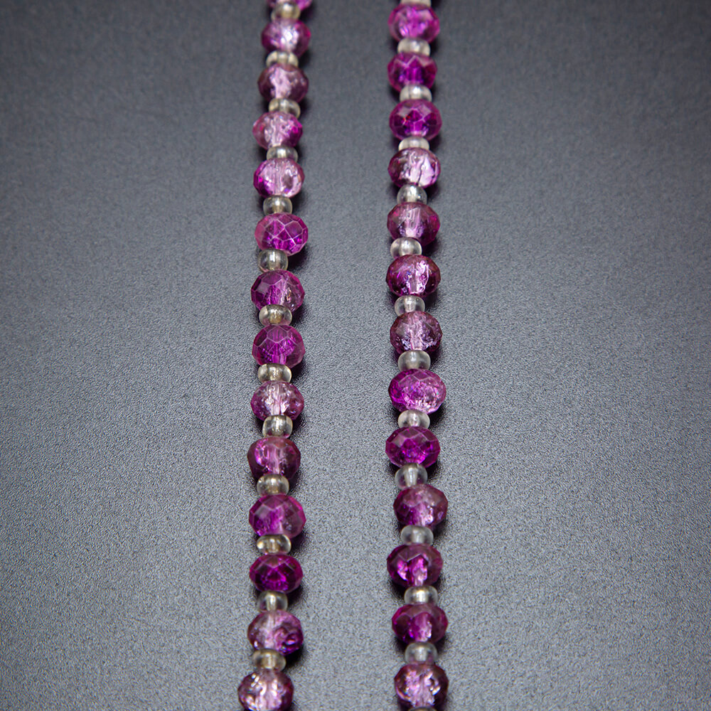 Purple with Pink Crackle Glass Beads Faceted Rondelle Glass Beads