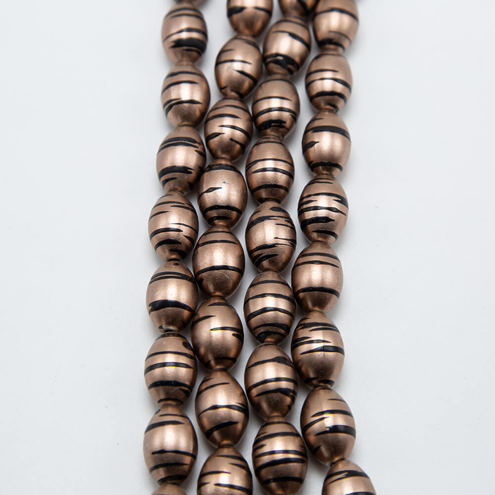 Brown with Black Stripe Acrylic Oval Beads