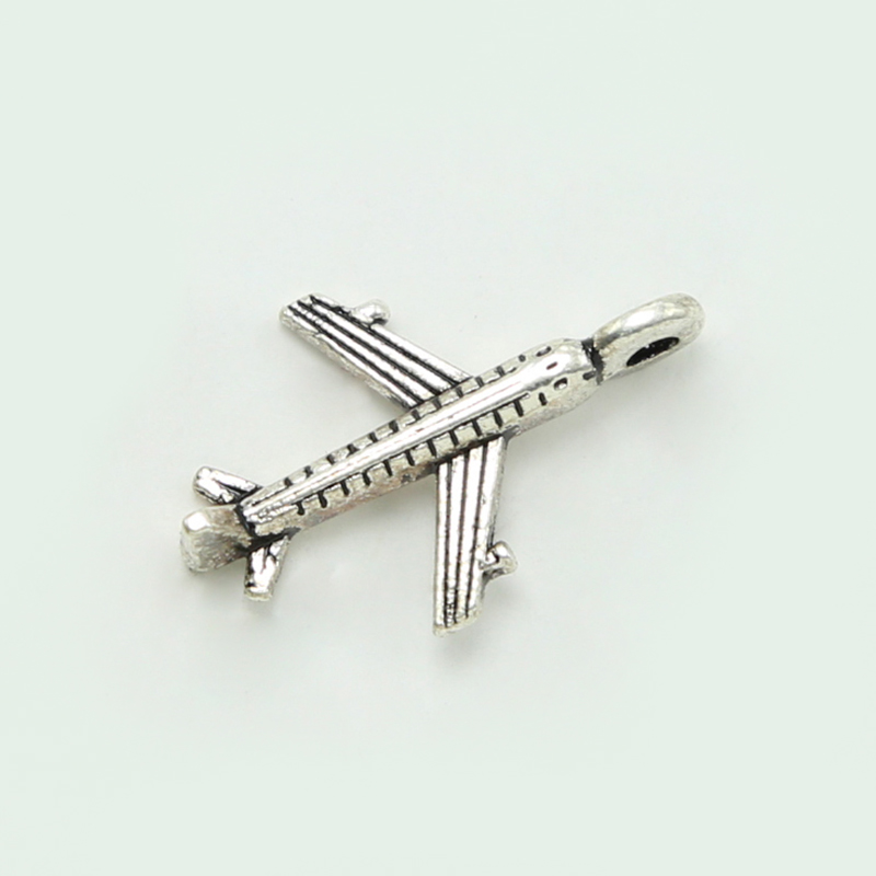 Airplane Antique Silver Charm