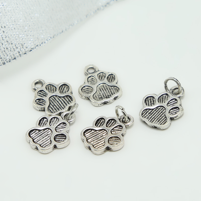 Paw 2 Sided Antique Silver Charm