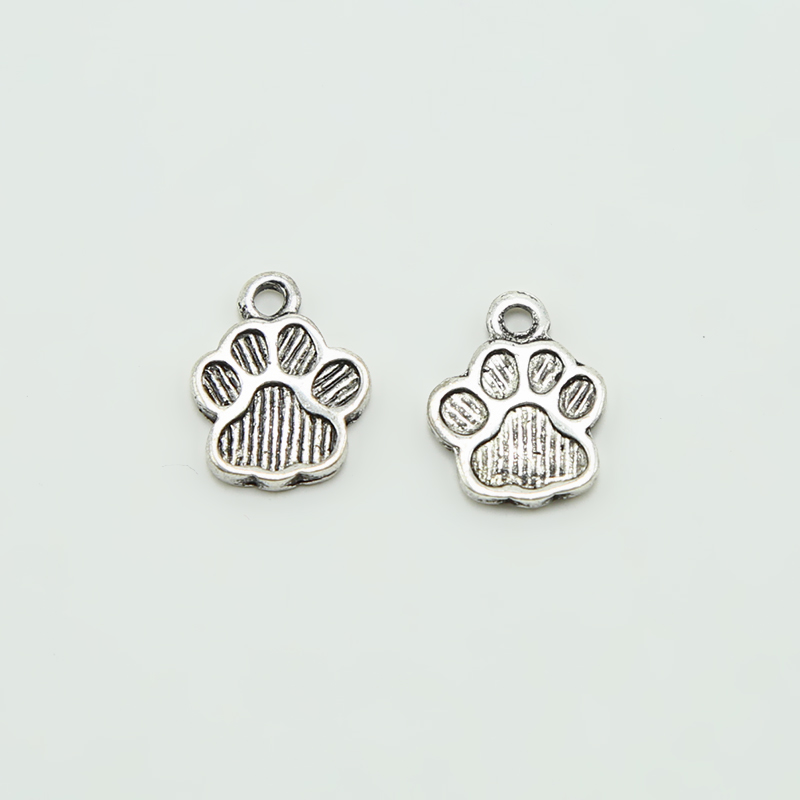 Paw 2 Sided Antique Silver Charm