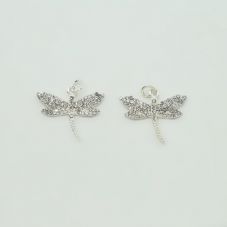 Dragonfly w/Rhinestones Silver Plated Charm