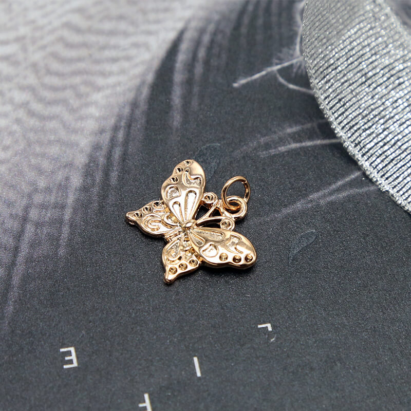 Butterfly 14K Real Rose Gold Plated Charm